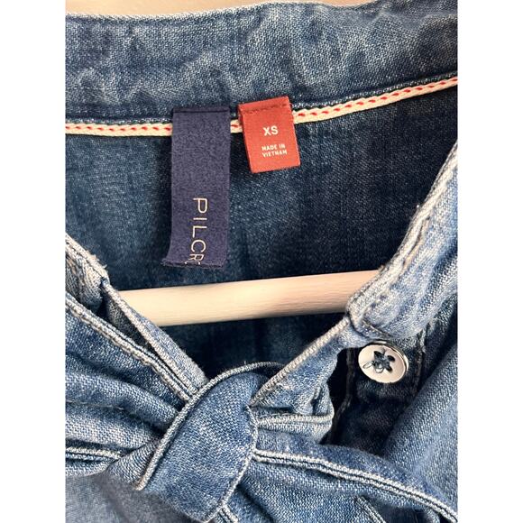 Pilcro Anthropologie Tie Front Denim Button Down Blouse Women's Size XS - Picture 8 of 11